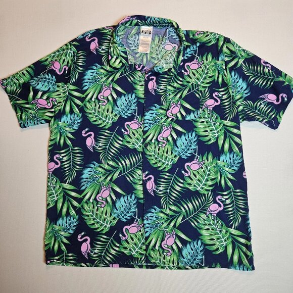 Other - IML Tropical Flamingo Shirt Men's 2XL Button Up Short Sleeve Hawaiian Shirt